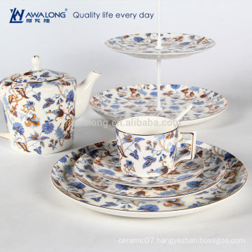 elegance blue naturally porcelain dinnerware for tea desert plate